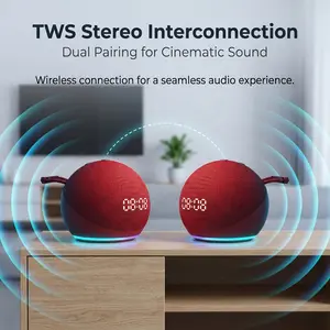 Spherical 5th Gen Alexa Dot Smart Speaker with RGB LED Light, Wireless Subwoofer, TWS Connection And Portable Base.