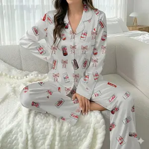Diet Coke Pajamas Matching Holiday Pajamas Gift for Diet Coke Lover Dr Pepper Coquette Drinks Satin Pajama Set Coquette Diet Pepper Relaxed Fit Design Comfortable Flexible Elastic Waistband