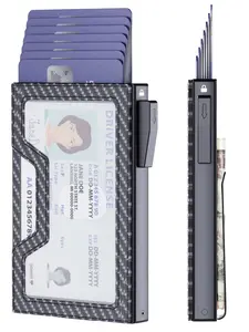 Automatic RFID-Blocking Pop-Up Card Holder for Men Fast Access Secure Design Metal Wallet Business Style Durable Men Wallet Carbon Fiber Card Holder Gifts for Men Credit Card Holder