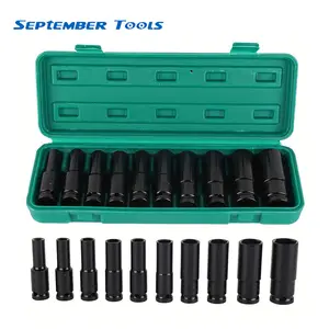 1/2" Drive Metric Deep Impact Socket Set Pneumatic Wrench Head Tire Removal Tool Socket Head Kit Hex Socket 8-24 mm Hand Tool  with Hard Storage Box