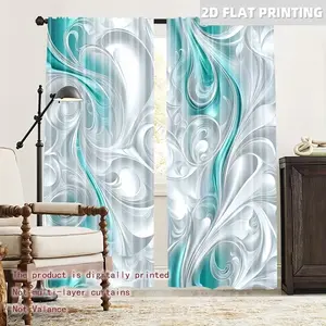 2-Pack Drapes, Light Blue & Cloud Pattern, Multi-Functional Polyester Fabric, Boho Style, Ideal for Bedroom, Living Room, Office Decor