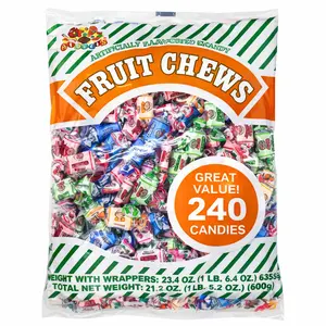 Albert's Chewy Assorted Fruit Chews Mixed Variety Pack - 240-Count, 22.4oz Low Fat Food and Snacks, Sour Strawberry, Sour Grape Gusher Types, 12 Months Shelf Life, Resealable Bag