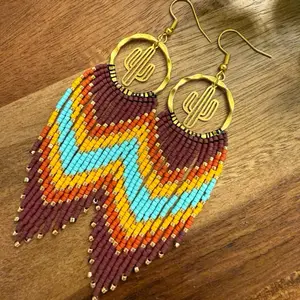 Handmade Dangle Beaded Earrings with Vibrant Colorful Beads and Gold Hoop Design for Stylish Accessory