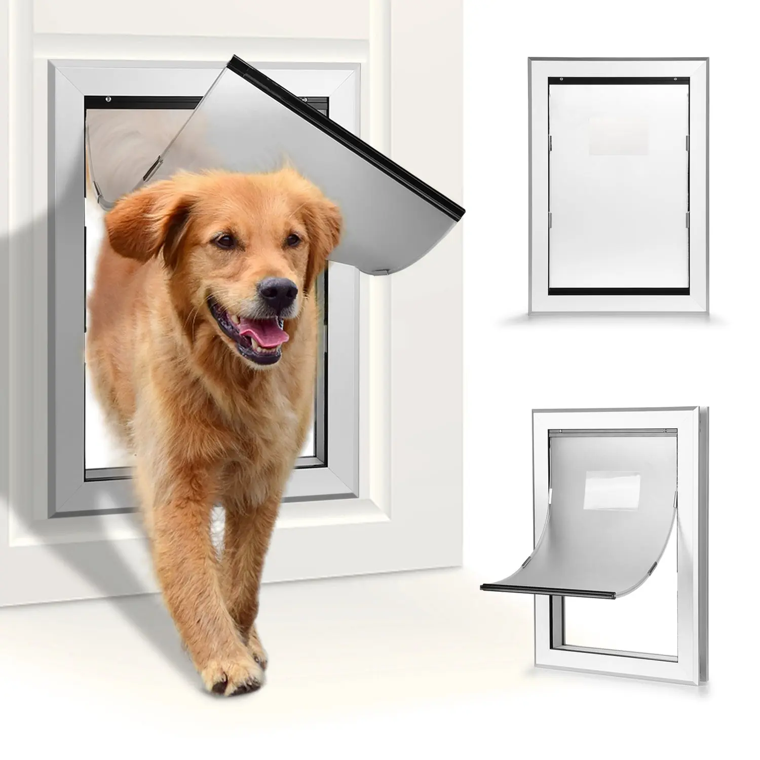 Ownpets Large Metal Magnetic Locking Pet Door for Dogs - Strong, Durable, Easy to Install, 11.6*16.8 Inches, 110 lb Capacity, Includes 1 Installation User Manual, 1 Pack of Screws & Nails