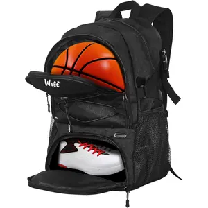 WOLT Basketball Backpack Large Sports Bag with Separate Ball Holder & Shoes Compartment, Best for Basketball, Soccer,Gym