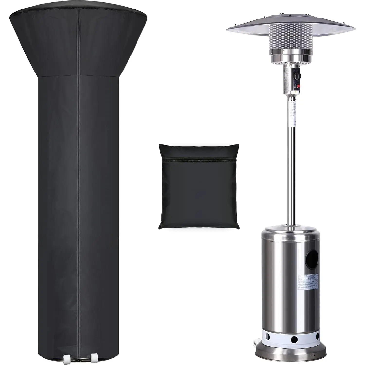 Vigoroso Large All-Weather Patio Heater Cover with Zipper, Home Care Supplies, Dustproof Storm-Resistant Dust Cover, 89in Height x 33in Dome x 19in Base, Black, Includes Storage Bag, Dustproof Dust Covers