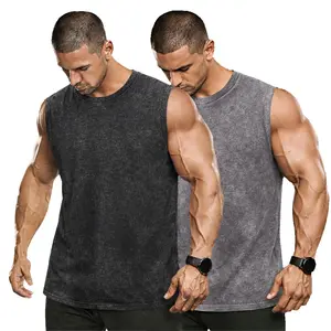 [Solid Color] 2 Packs Vintage Solid Color Unisex Classic Cotton Crew Neck Tank Tops S-5XL Sizing Pure cotton basic Vest breathable suitable Tank for daily wear Essential Basic Wear