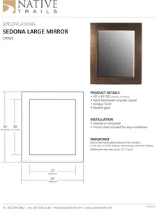 Native Trails CPM65 Large Sedona Rectangle Mirror Antique