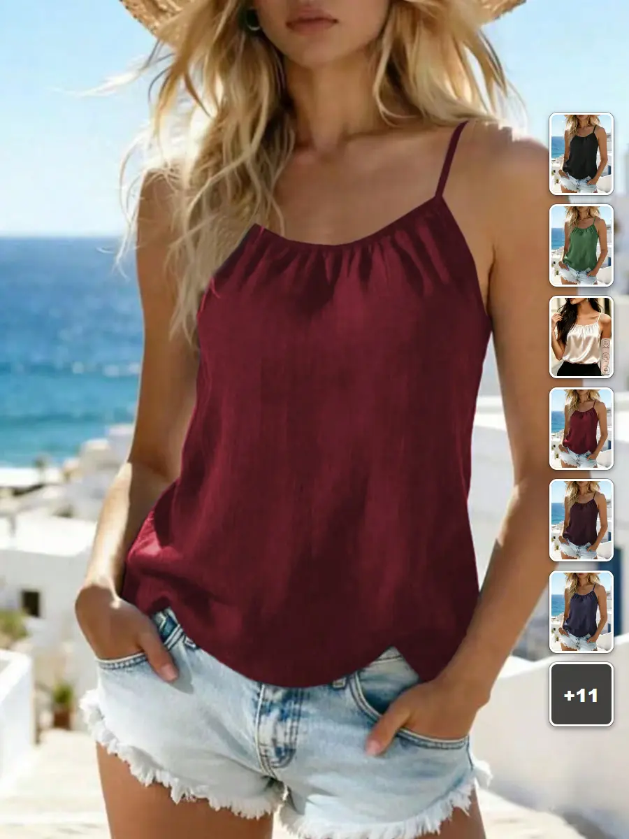 AESS Camisole Tank Top Basic Ribbed Stretchy Summer Outfit Everyday Essential