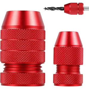 2-Piece Adjustable Drill Bit Depth Stop Collar Set, CNC Aluminum Split Ring Drill Limiter with Nylon Inner Ring, Fits 5/64" to 7/16" Bits, Precision Woodworking Tool for DIY, Professional Drilling Depth Control (Red)