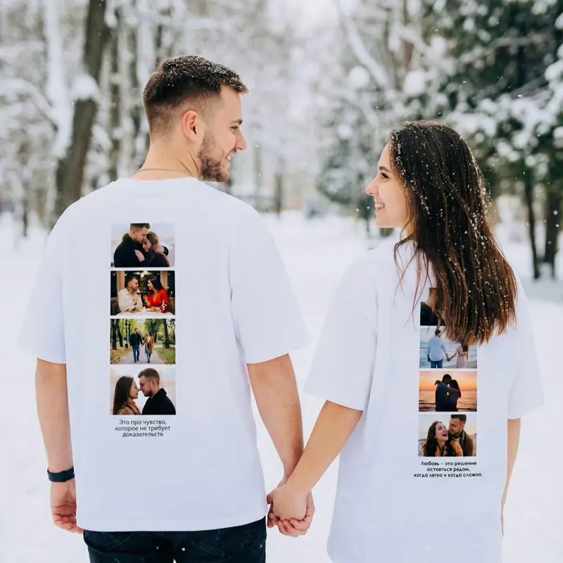 Custom Matching Couple T-Shirts (2-Pack) | Personalized Photo or Text