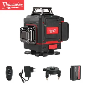 Milwaukee 360-Degree Green Beam Vertical Cross Laser Level, Horizontal Function, Rechargeable Battery, Professional Laser Level Tool for Toolkits & Hardware Supplies