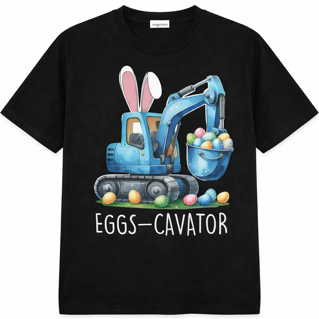 Eggs-Cavator Shirt for Adults, Easter Egg Hunt Excavator Tee, Cute Bunny Easter Shirt, Spring Easter Gift