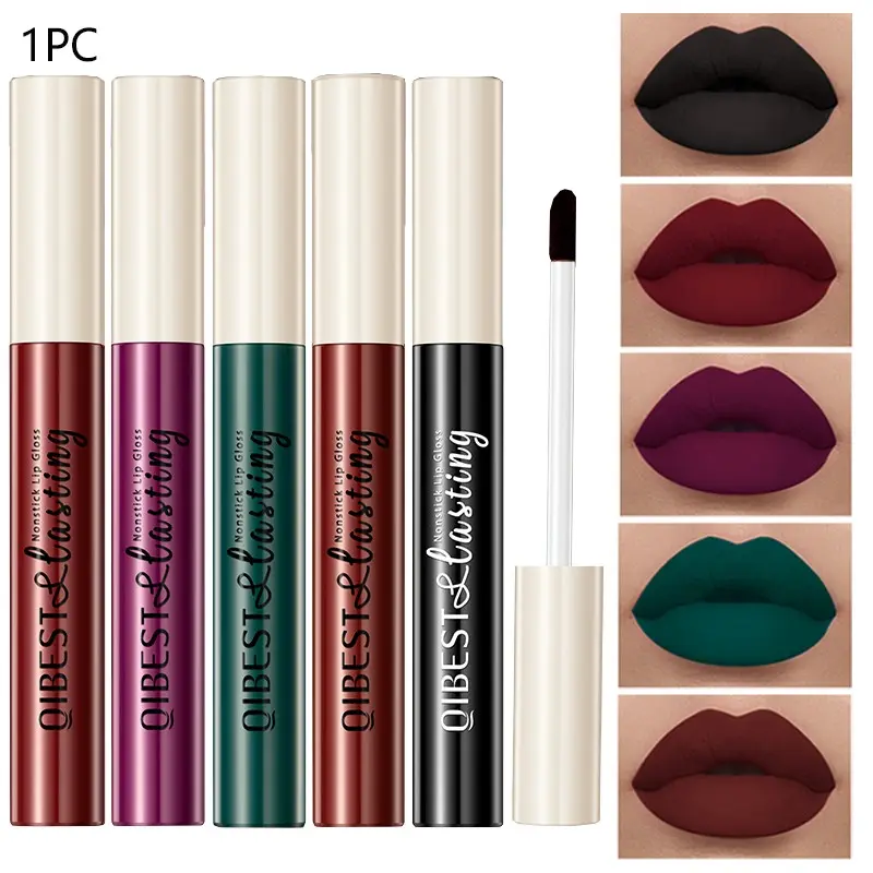 1PC matte velvet lip gloss, waterproof and long-lasting for 24 hours, silky smooth and matte texture, non stick and rich color rendering, suitable for all skin tones, Lip Essentials for daily party makeup, Waterproof Longlasting