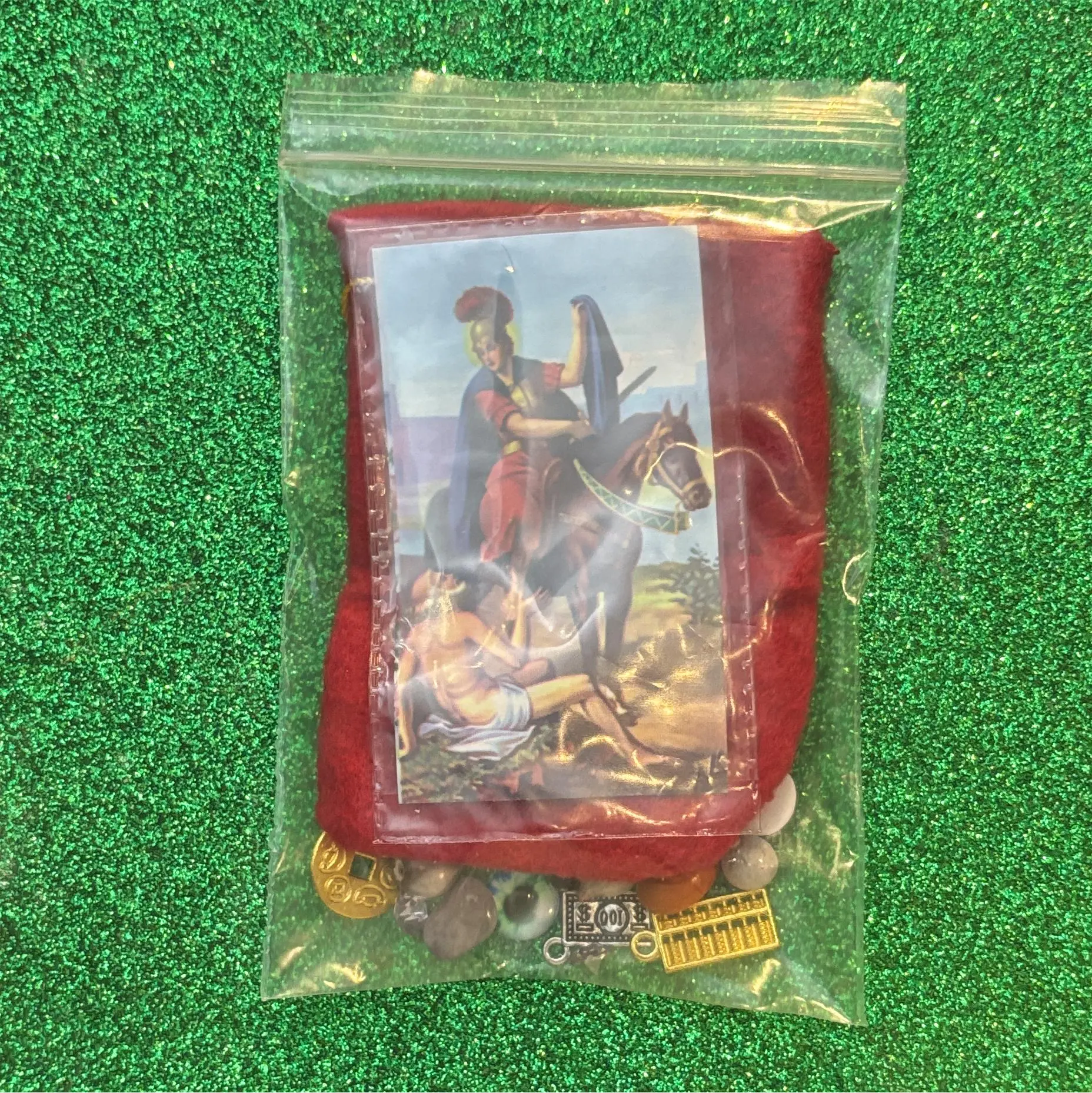 San Martin Caballero Amulet with Prayer, Traditional Religious Decor, Spiritual Room Decor for Home