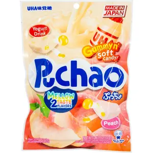 UHA Mikakuto Puchao Yogurt & Peach – 3.53oz Soft Chewy Candy