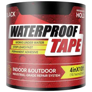 Tape 4 Inch x 10 FT, Seal Tape Black - Heavy Duty Leak Repair for Roof, Pipe, Boat, Hose & Outdoor  Fix - Permanent Weather Resistant Seal