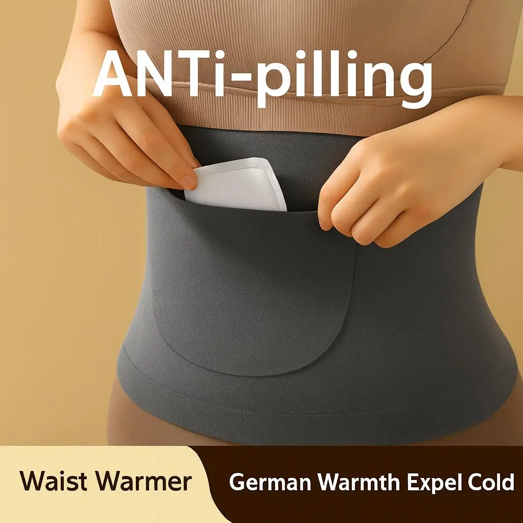 Women's Soft Elastic Waist Warmer Support Belt with Abdominal Pockets for Heat Packs, Ideal for Menstrual & Back Pain Relief, Healthcare Thermal Underwear, Outdoors