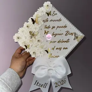 Custom White & Gold Cap topper - Send a Message for Any Changes
