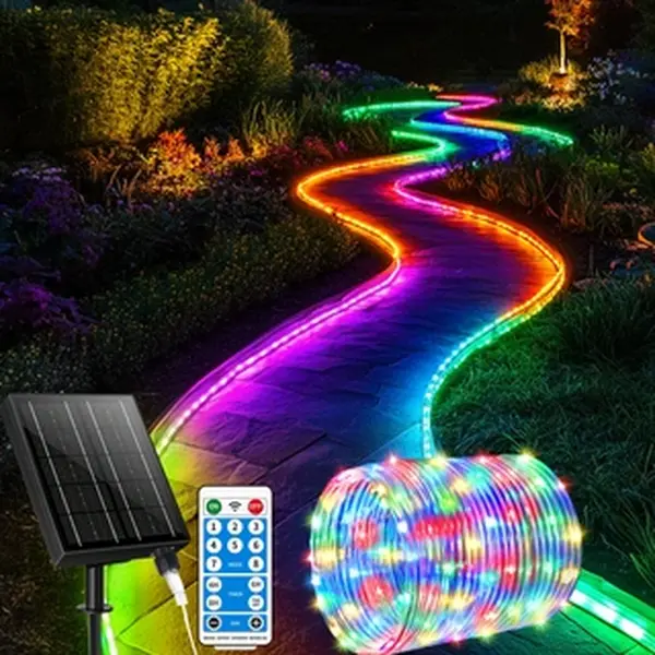 108.27FT Solar Rope Lights 330 LED, Waterproof Outdoor String Lights with Remote, 8 Modes Color Changing Garden Decor