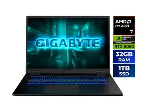 GIGABYTE GAMING A18 Gaming Laptop - 165Hz 2560x1600 WQXGA - NVIDIA GeForce RTX 5060 - AMD Ryzen 7 260 - 1TB SSD with 32GB DDR5 RAM - Windows 11 Home - Black Steel (3VHK3USC64SH)