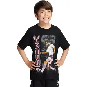 Messi Boys Lifestyle Short Sleeve T-Shirt, Slim-fit Graphic Tee, Cotton Blend Fabric