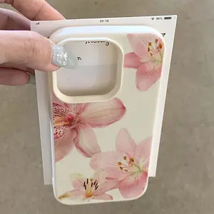Pink lily and lychee pattern phone case, compatible with iPhone 17/16/15/14/13/12/11/X/XS/XS Max, suitable as a gift for friends and family, Flower, Cover, Accessories, Smartphone