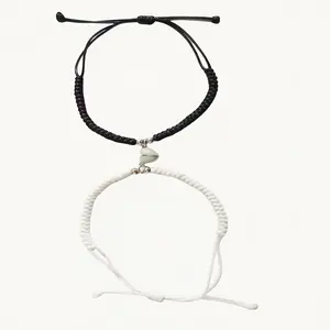 2pcs Fashionable Luminous Love Couple Woven Hand Rope Set Adjustable for Men and Women