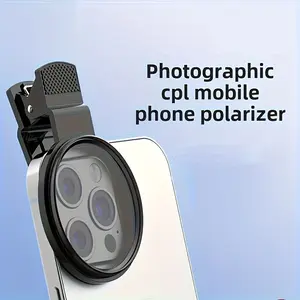 52mm Phone Photography Polarizing Lens Filter, Mobile Phone Lens, Cpl Polarizer with Clip, High Definition Filter for Smartphone Camera Accessories, Cell Phone Accessories
