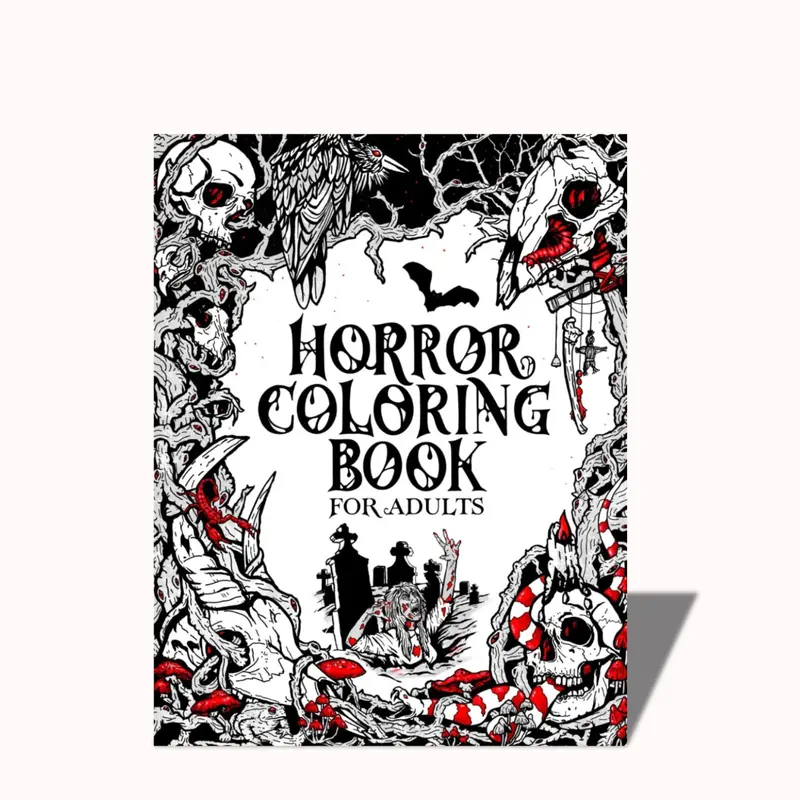 Children's Horror Graphic Coloring Book - 8.5” x 11” Single-Sided Paper, 40 Handdrawn Artwork & Illustrations, Ghosts, Ghoulish Creatures, Morbid Curiosity Focus, Boosts Creativity & Inspiration (Horror Fan Gift)
