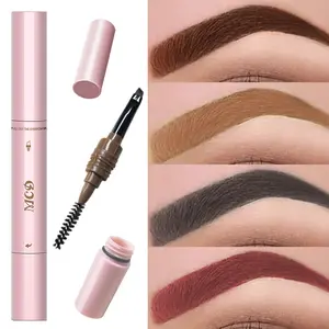 3-in-1 Waterproof Smudge Proof Eyebrow Pencil, Eyebrow Makeup Products, Dark Brown Korean Makeup Tinting Kit with Brush, Pomade Shaping Kit, Gel Pen Microblading Lamination Kit Set, Black Brown Grey Reddish Brown Rose Red Cosmetic Color #01