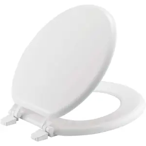 Enameled Wood Round Closed Front Toilet Seat in White with Enameled Finish