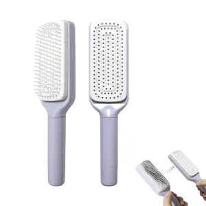 Self Cleaning Hair Brush with Retractable Bristles - Anti Static Detangling Brush for Fine Thin Hair, Effortless Hair Removal & Scalp Massage, Wet/Dry Use for Women Men Comb
