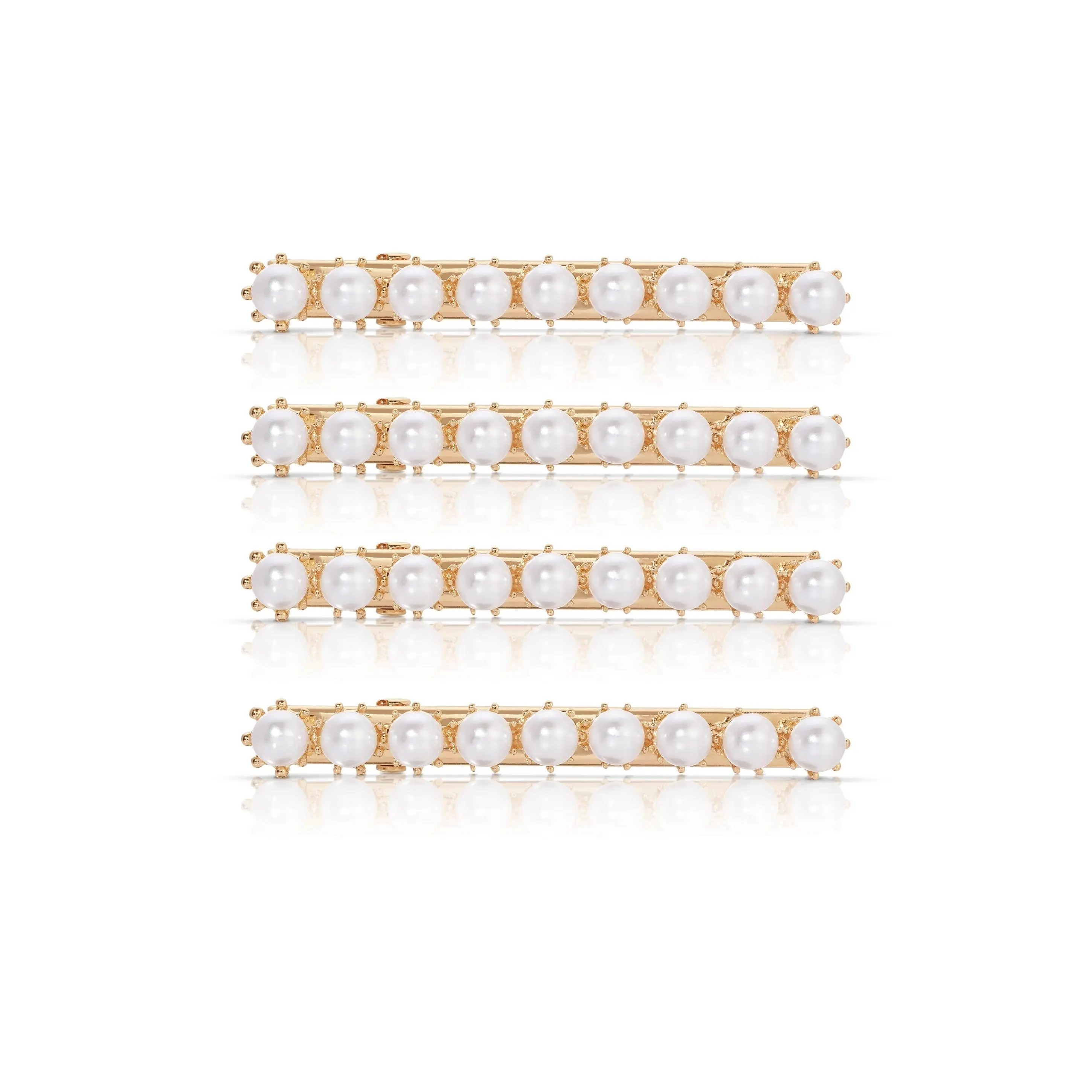 Diana Pearl Clip Set with Single Pearls on Gold-tone Buckle