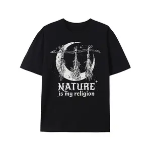 100% Cotton Witch Halloween Womens Wider Cut Nature Is My Religion T-Shirt
