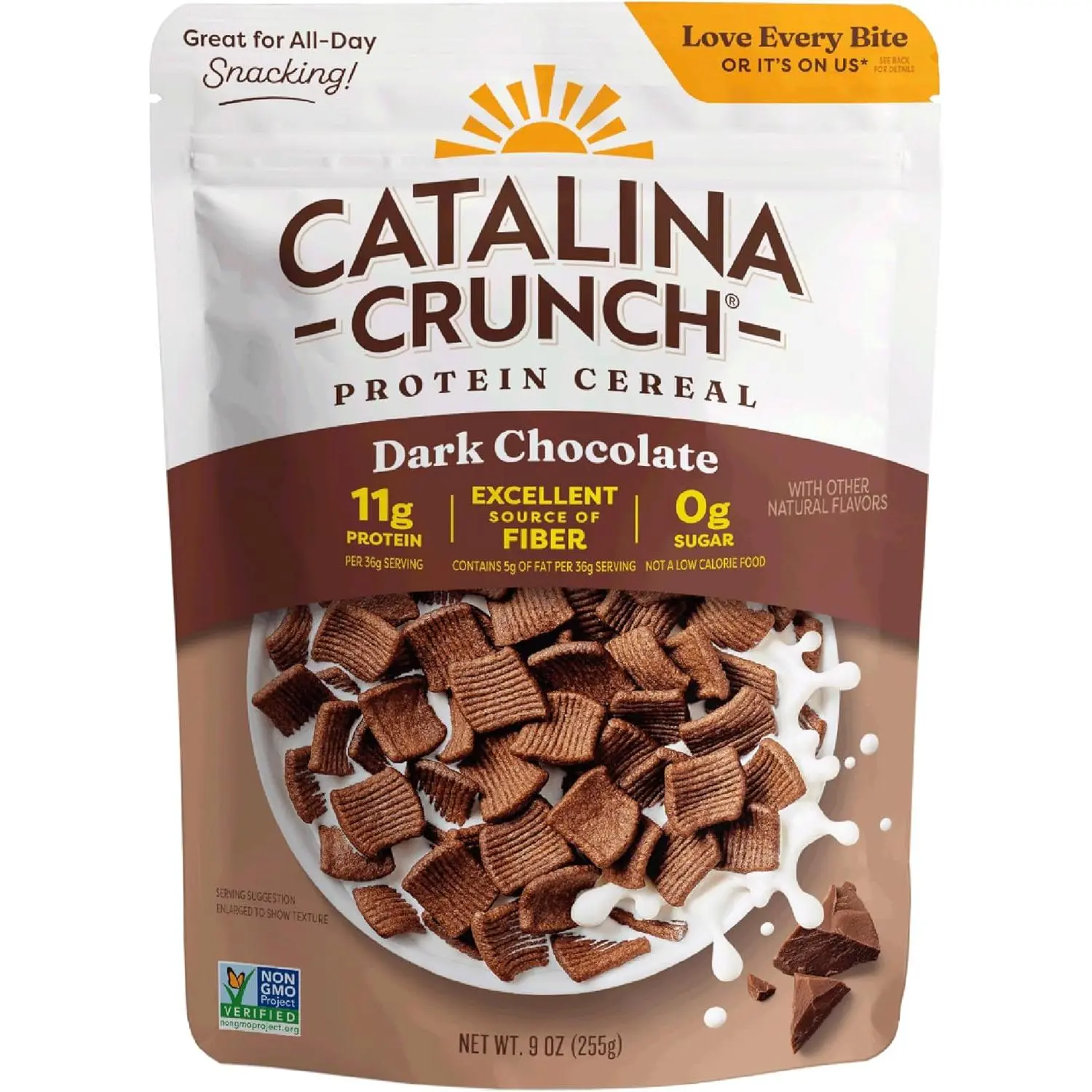 Catalina Crunch Protein Cereal - Sugar Free Breakfast Cereal with 11g of Protein - Gluten Free - Dark Chocolate - 9 oz. Bag (Pack of 1) (Packaging May Vary)