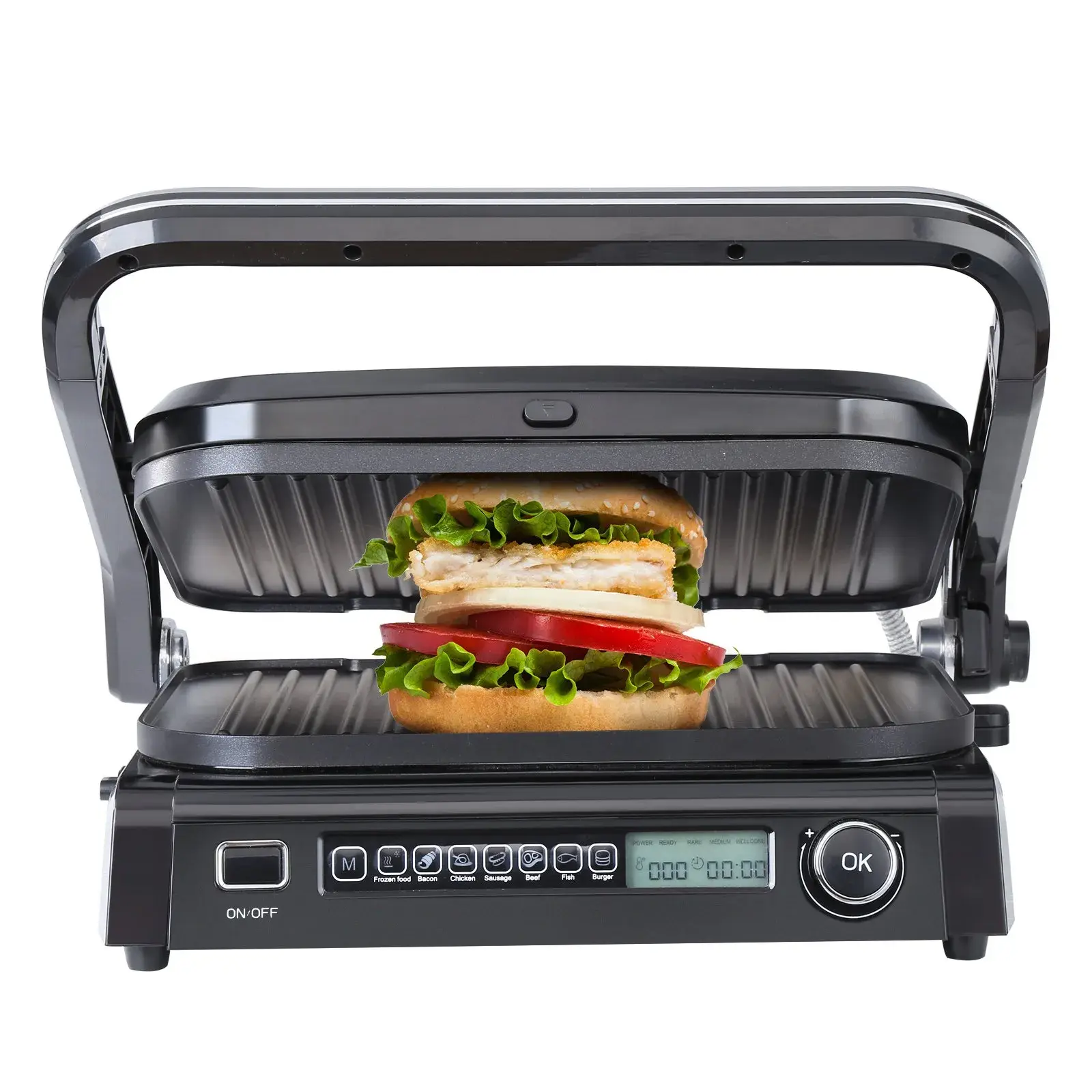 【Summerfinds】VEVOR 7-in-1 Commercial Nonstick Grill & Griddle - 14.4" 1800W Indoor Smokeless Countertop Teppanyaki Grill, Stainless Steel Body with Iron Cooking Plate, 0-446℉ Adjustable Temp Control, 110V, Grill And Griddle