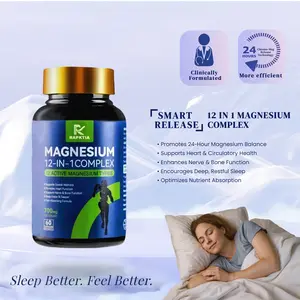 Magnesium Complex 700mg - 12-in-1 High Absorption Supplement for Deep Sleep & Stress Relief, Supports Heart & Bone Health, 60 Capsules