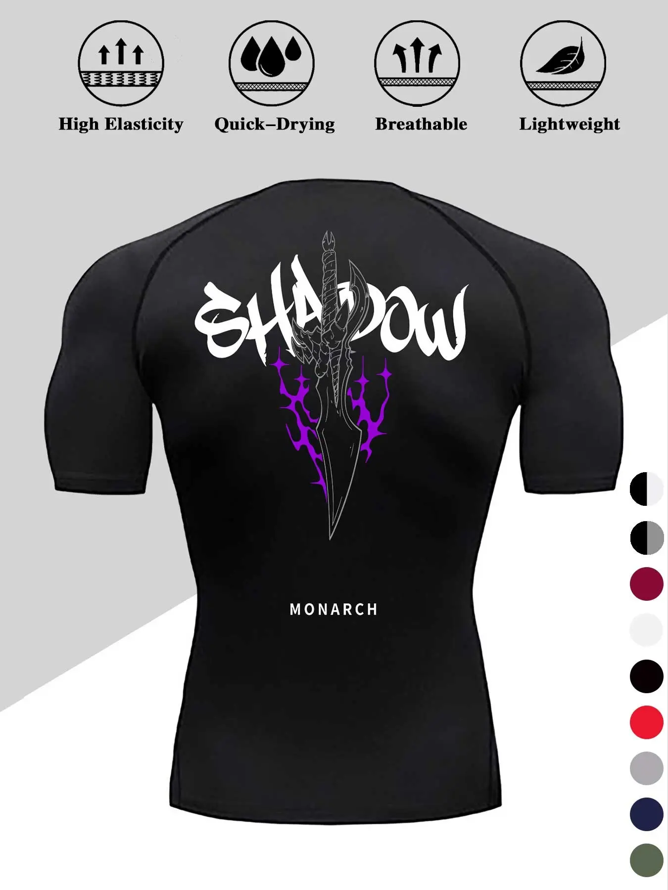 Men's Dragon Print Compression T-Shirt, Quick-Dry Breathable Stretch Fabric, Tight-Fitting Short Sleeve Top for Fitness and Outdoor Activities, Gym Graphic Tee, Activewear Tees, Fitness Sport Top