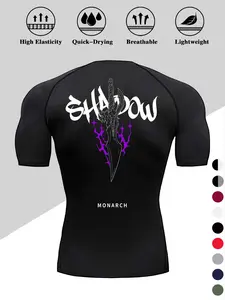 Men's Dragon Print Compression T-Shirt, Quick-Dry Breathable Stretch Fabric, Tight-Fitting Short Sleeve Top for Fitness and Outdoor Activities