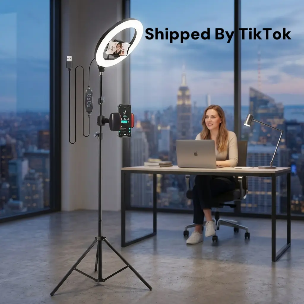 12" Adjustable Ring Light with 71" Tripod Stand and Phone Holder, LED Selfie Lighting Kit for Makeup, Video Recording, Live Streaming, Online Classes, Video Chats, Beauty Tutorials, Home Office and Personal Projects, Adjustable Stand Height