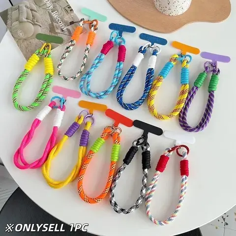 Colorful Braided Phone Wrist Strap, Trendy Contrast Color Rope Phone Lanyard with Tabs, Universal Detachable Phone Charm Keychain Phone Chains for iPhone Samsung, Cellphone Accessories, Street Fashion Accessory for Women Teens