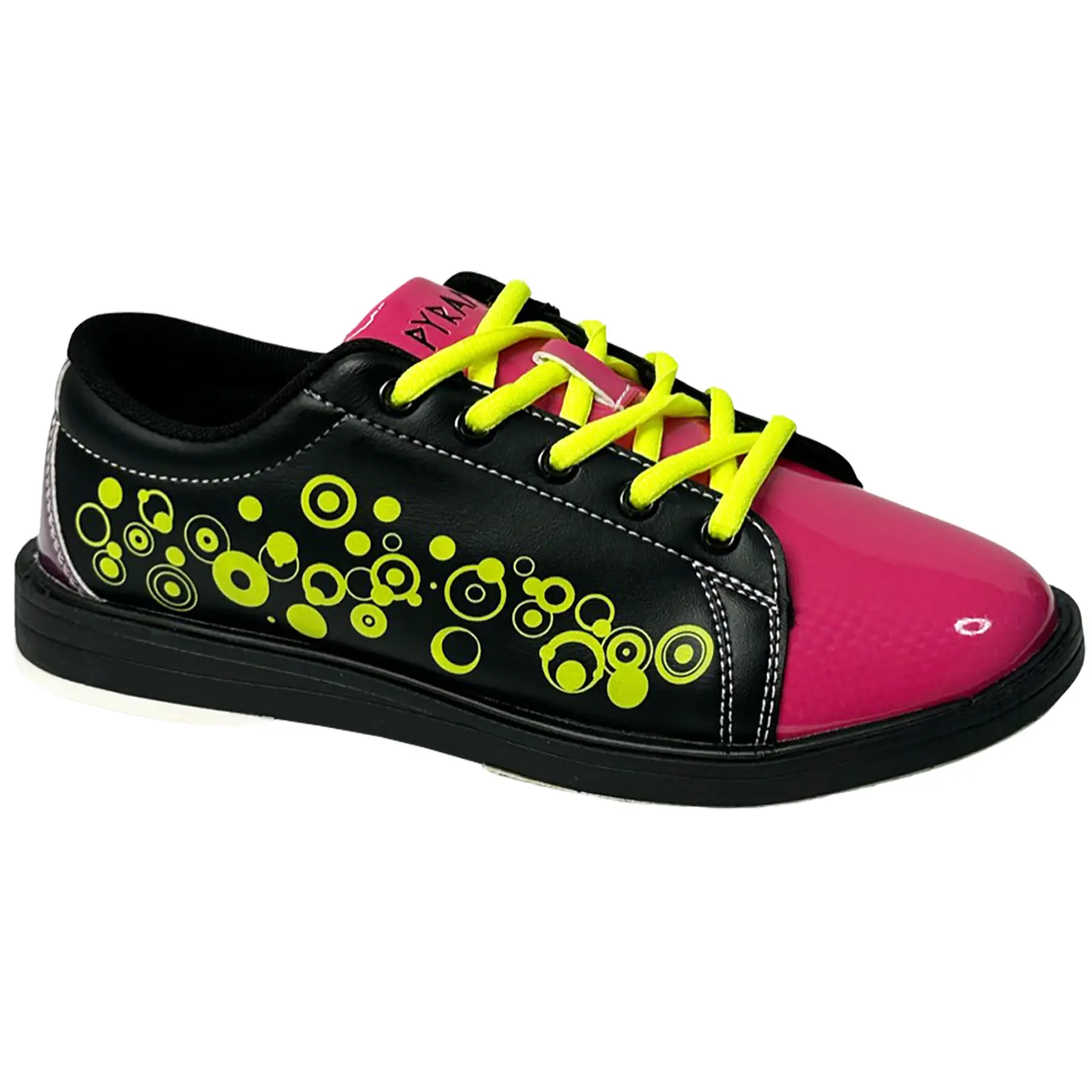 PYRAMID Youth Fashion Bowling Shoes - Classic Rain Sports Shoes for Youth (Black/Hot Pink/Lime Green), Youth Fashion Shoes