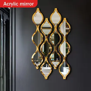 12pcs Tear Drop Combination Bathroom Mirror, Artistic Decorative Acrylic Mirror, Suitable for Bathroom Living Room Entryway Wall Decoration