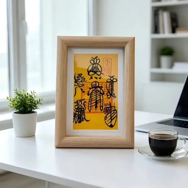 12×17 cm photo frame — traditional Chinese culture for home protection, warding off evil, bringing good fortune, peace/safety gift frame, blessing frame; an ideal gift for leaders, friends, colleagues, and family.