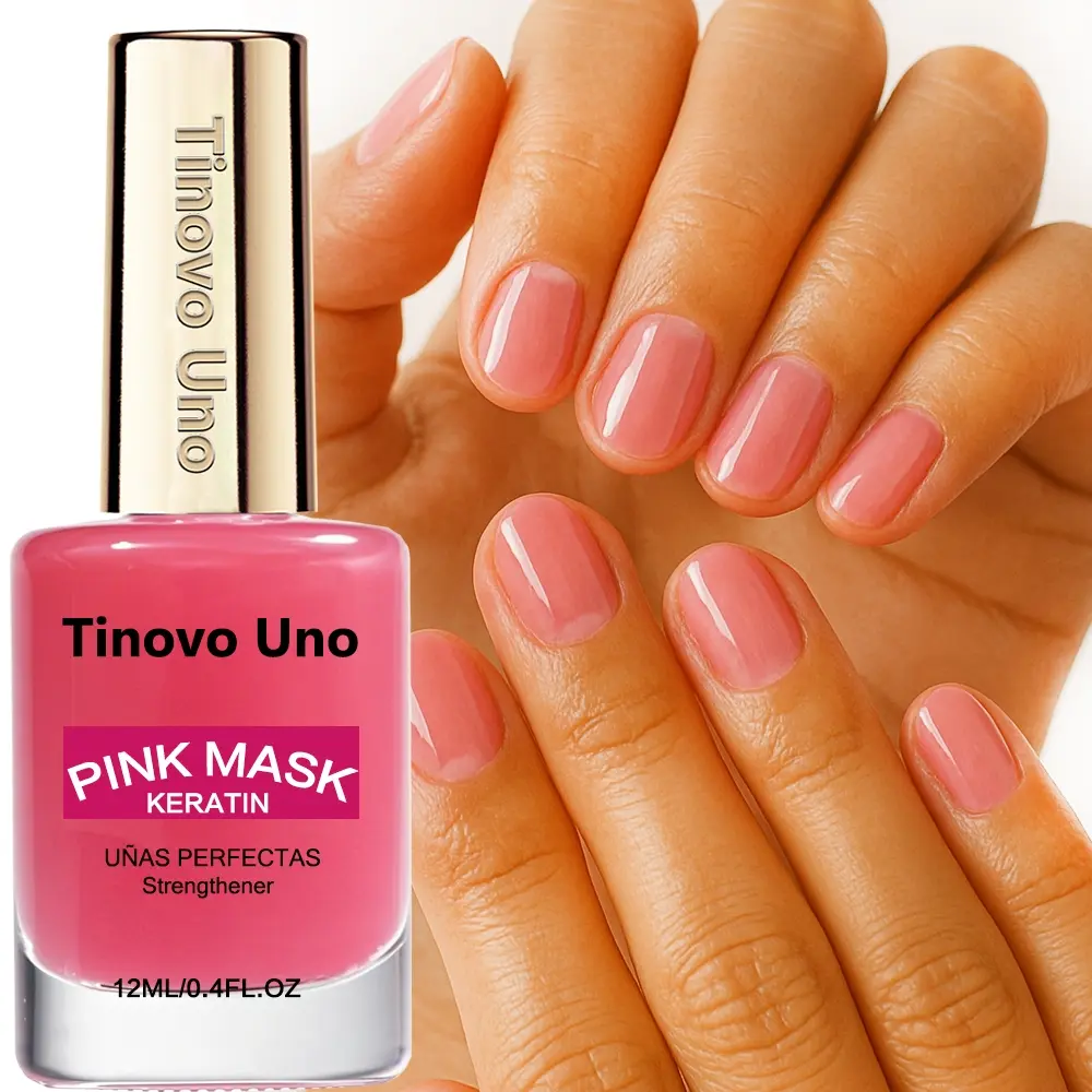 Tinovo Uno PINK MASK Nail Strengthener, Nail Care Product, Nail Care Serum, Nail Care Liquid, 12ml Enrich Keratin Improve Brittle, Weak, Soft Nails, For Home Salons, Nail Hardener, Manicure Nail Polish Gel, Anti-Counterfeit Logo On The Cap, Holiday Gifts