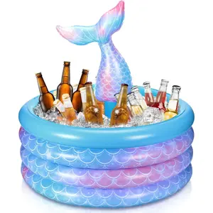 Mermaid Party Decorations Mermaid Tail Inflatable Cooler Blow up Drink Cooler Floating Ice Chest Pool Drink Holder for Holiday Birthday Party Blue 14 x 29.5''