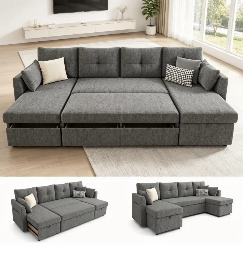 modular sectional sofa with storage,gray fabric sectional couch,l‑shaped storage sectional,large living room sectional,storage sectional sofa,oversized modular couch,deep seat sectional sofa,corner sectional with storage drawers,