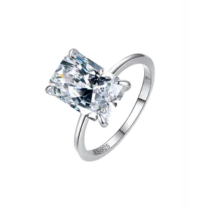 Fashionable Grace Rectangle Solitaire Zircon Rings for Women Christmas Gift Wedding Engagement Promise Ring Glamorous Minimalist Ladies Fashion Jewelry for Party Daily Decor Accessories as Anniversary Birthday Valentine's Day Gift for Girlfriend
