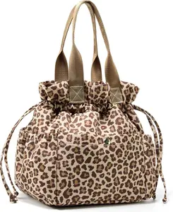 Lunch Bag Women Insulated Lunch Bags,Cute Cheetah Reusable Lunch Box Stain-Resistant Lunchbox with Water Bottle Holder for Adult (Leopard)